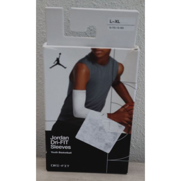 Nike Jordan J.000.1926.101 Youth Sz L/XL White Dri-FIT Basketball Arm Sleeves - Picture 2 of 4